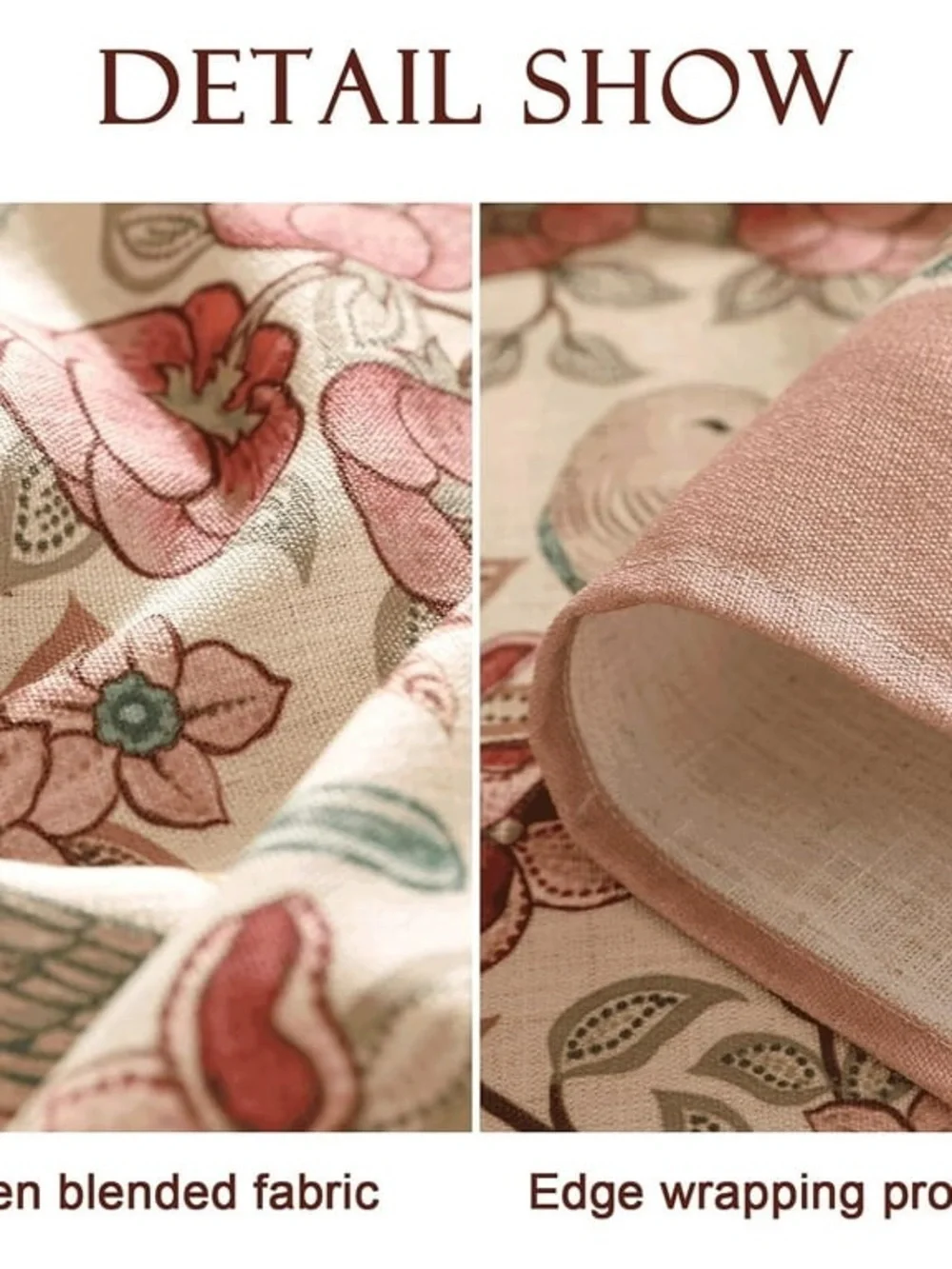 Patdrea Pink Floral Bird Linen Tablecloth French Vintage Rectangle 55x71 NWT